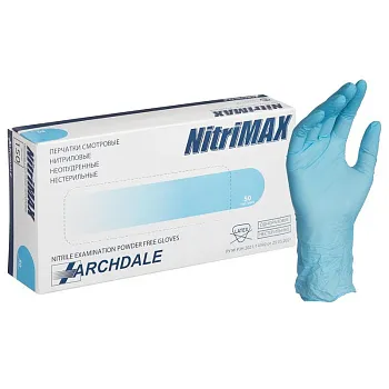 Перчатки одноразовые нитриловые "NitriMAX" (50 пар) арт.150, голубые