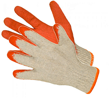 Перчатки х/б с 1-м латексным покрытием RW orange от мин.рисков