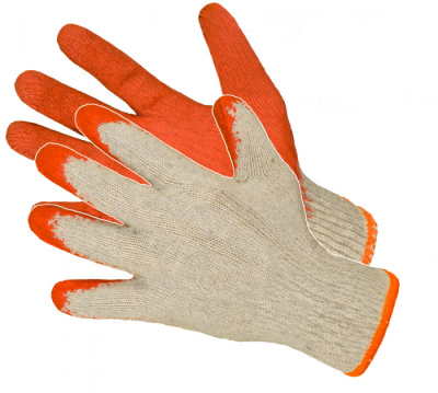 Перчатки х/б с 1-м латексным покрытием RW orange от мин.рисков