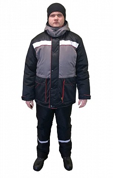 Костюм утепленный «Комфорт» (куртка+п/комб), черно-серый
