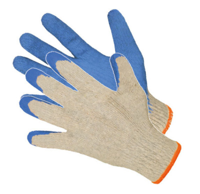 Перчатки х/б с 1-м латексным покрытием RW blue от мин.рисков
