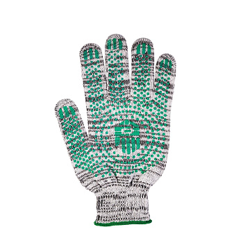 Перчатки х/б с ПВХ  (точка) 5-ти нитка, 10 класс П 52-10-20